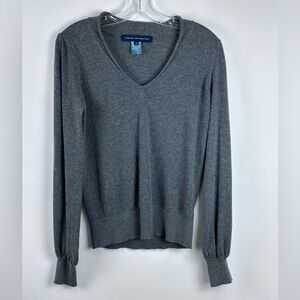 Women's V-Neck Raw Hem Soft Knit Long Sleeve Sweater